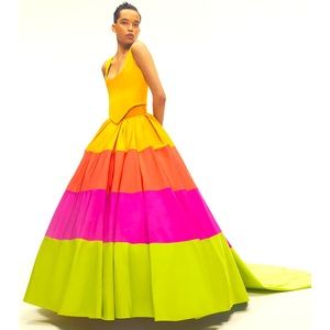 Christopher John Roger’s Silk Faille Colorblock Maxi Skirt Collection 010!